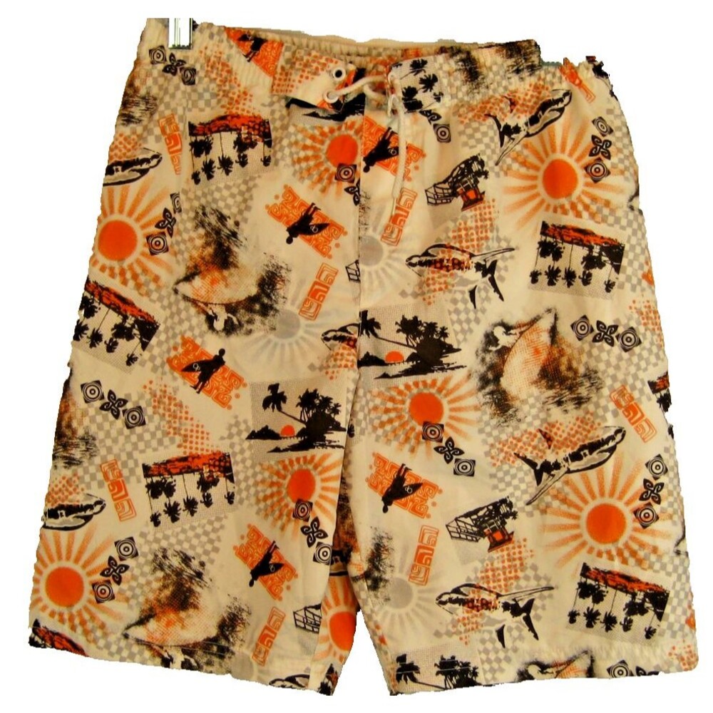 Boys Ocean Pacific  OP Aloha Hawaiian Board Swim Surf Shorts sz L(10-12) [28x9]